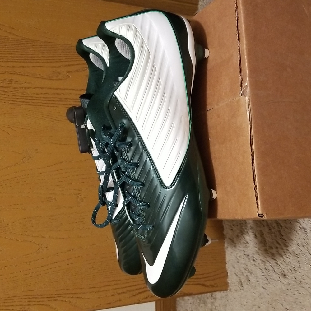 NIKE SIZE 16 GREEN WHITE VAPOR SPEED REPLACEABLE FOOTBALL CLEATS COMES WITH TOOL